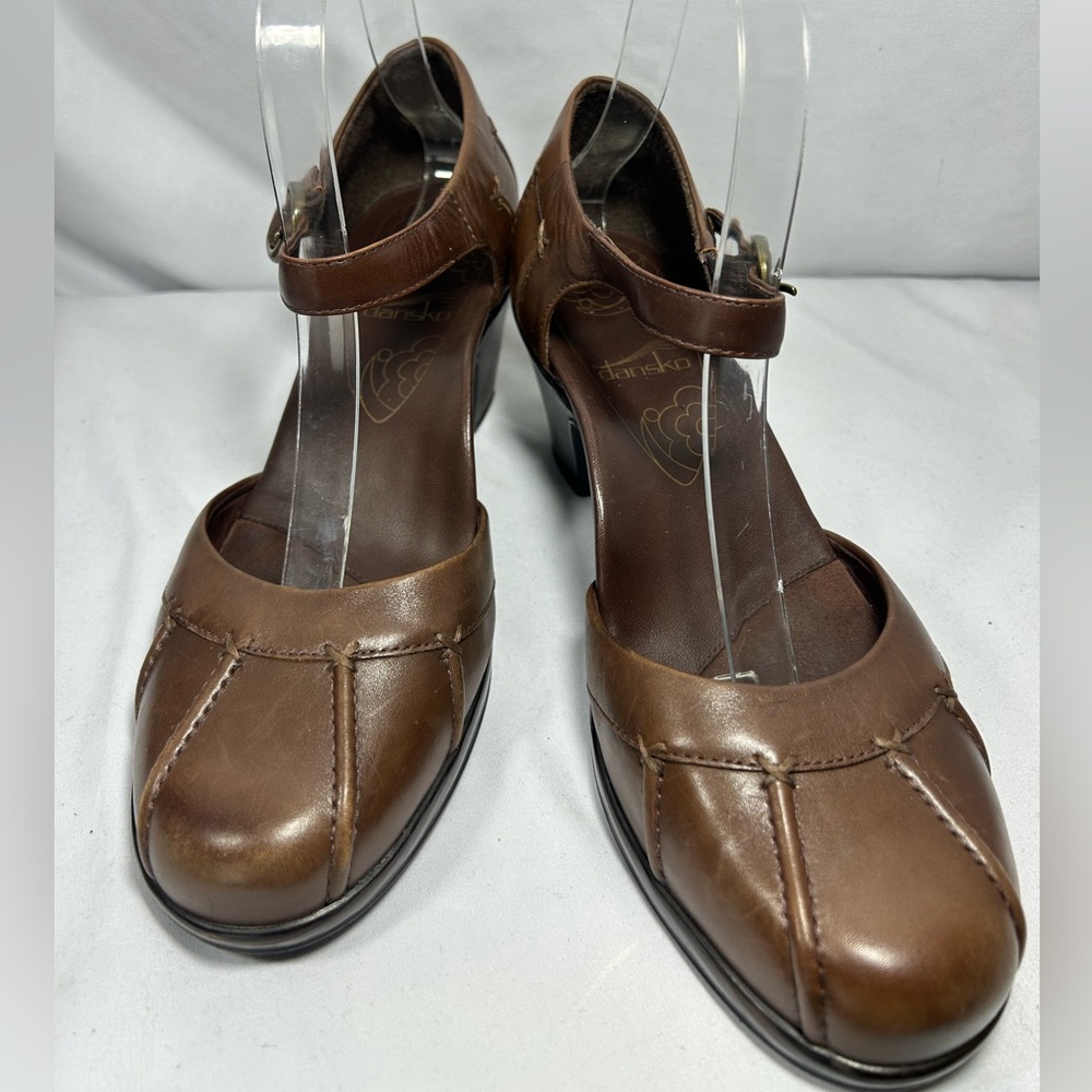 Dansko Womens EU 39US 8.5-9Brown Leather Heel Ankle Strap Comfort Shoes Clogs